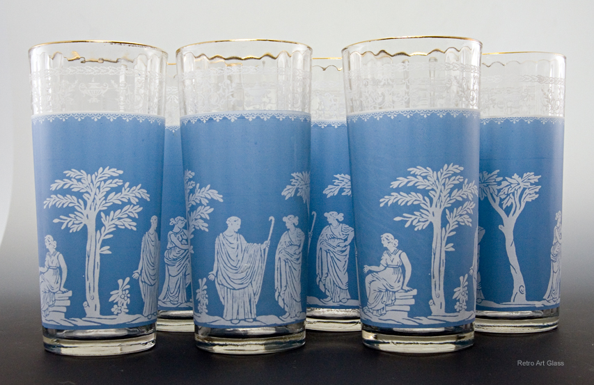 Neoclassic Style Wedgwood Tall Tumblers Set of 6