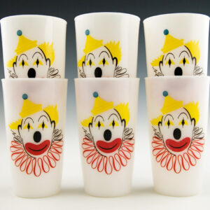 Clown Decor 1950s Milk Glass Tumbler Set of 6