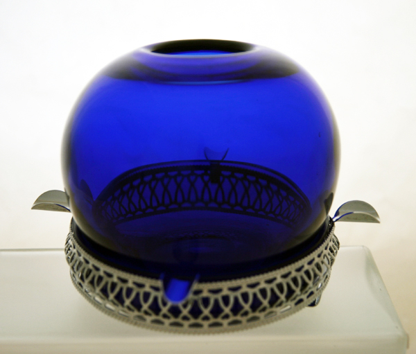 Cobalt Blue Ball Vase & Matching Ashtray - Image 4