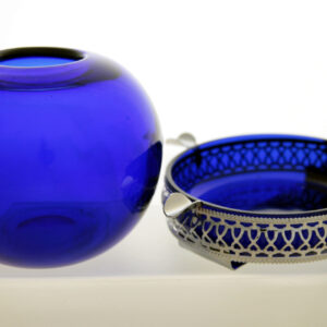 Cobalt Blue Ball Vase & Matching Ashtray