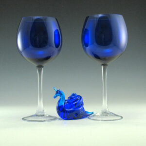 Tall Cobalt Blue Blown Glass Wine Balloons