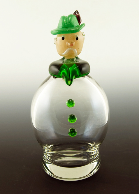 Art Glass Decanter Cold and Woozy Czech Man