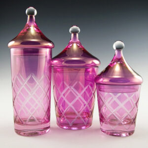 Covered Cup Flip Tumbler Set with Blush and Cut Decor