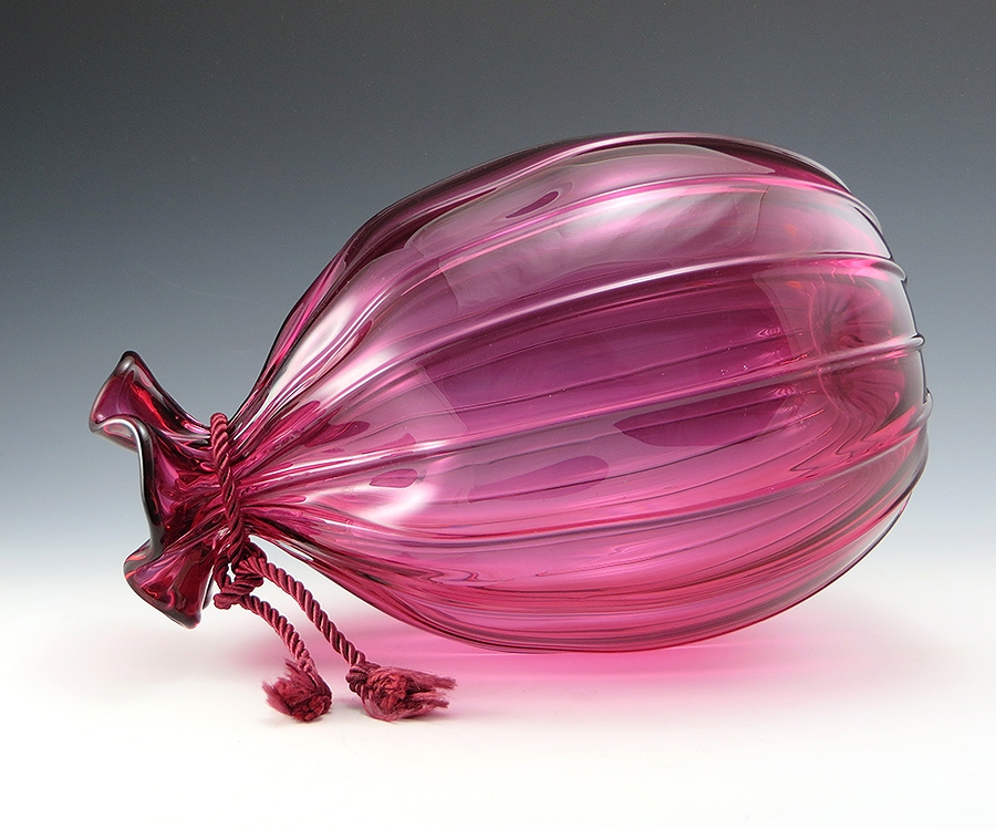 Vintage Cranberry Glass Bag Vase Pre-1970 by Pilgrim Art Glass - Image 3