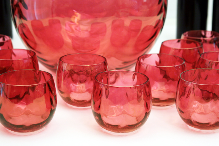 Cranberry Glass Drape Optic Punch Set - Image 3