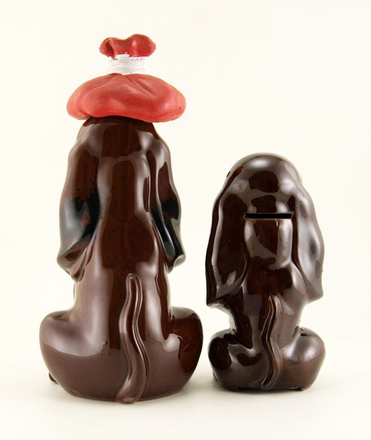 Crying Hound Vintage Redware Bank and Decanter - Image 3