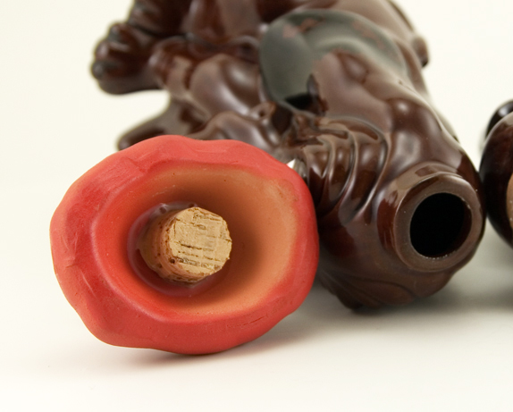 Crying Hound Vintage Redware Bank and Decanter - Image 2