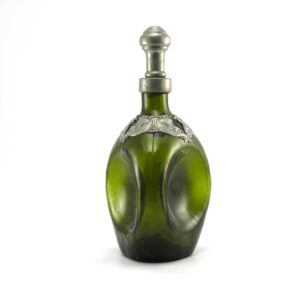 Danish Glass Decanter Old World Style with Pewter Collar