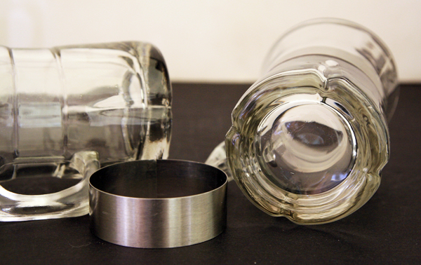 Danish Modern Glass and Brushed Metal Mug Set - Image 2