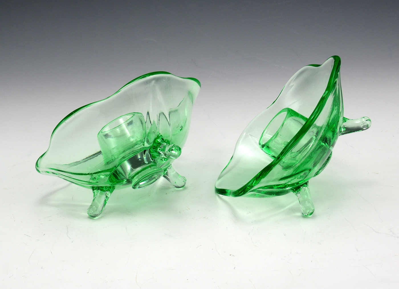 Uranium Depression Glass Candlestick Holders - Image 5