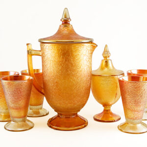 Depression Glass Beverage Set in Marigold Craquelle by Imperial