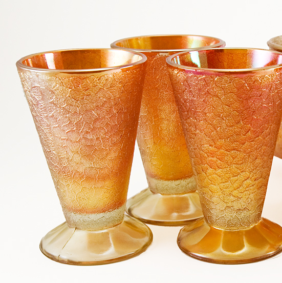 Depression Glass Beverage Set in Marigold Craquelle by Imperial - Image 3