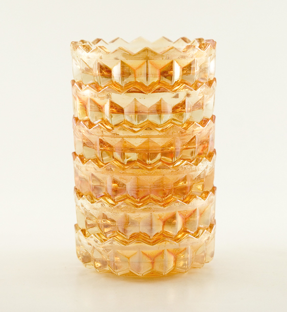 Depression Glass Marigold Luster Coaster Set - Image 3