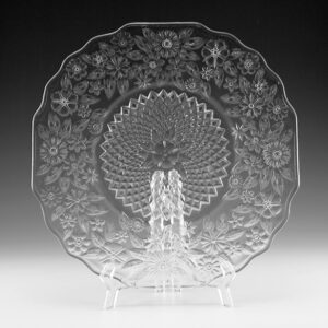 Depression Glass Pineapple and Floral Dinner Plate Set of Six