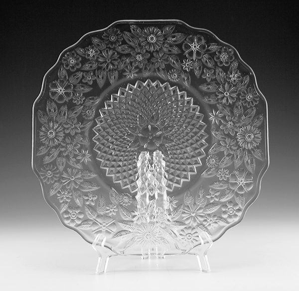 Depression Glass Pineapple and Floral Dinner Plate Set of Six