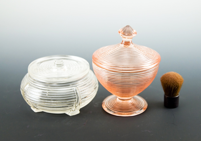 Depression Glass Vanity Jar Set of Two - Image 2