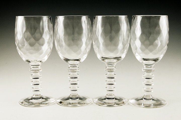 Vintage Glass Stemware Set with Spool Stem by Bryce