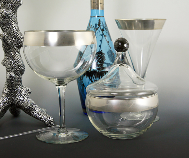 Dorothy Thorpe Silver Band Stemware Mad Men Cocktail Party Set - Image 3