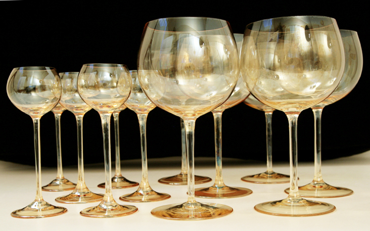 Topaz Lustre Balloon Wine Set of 12 by Dorothy Thorpe