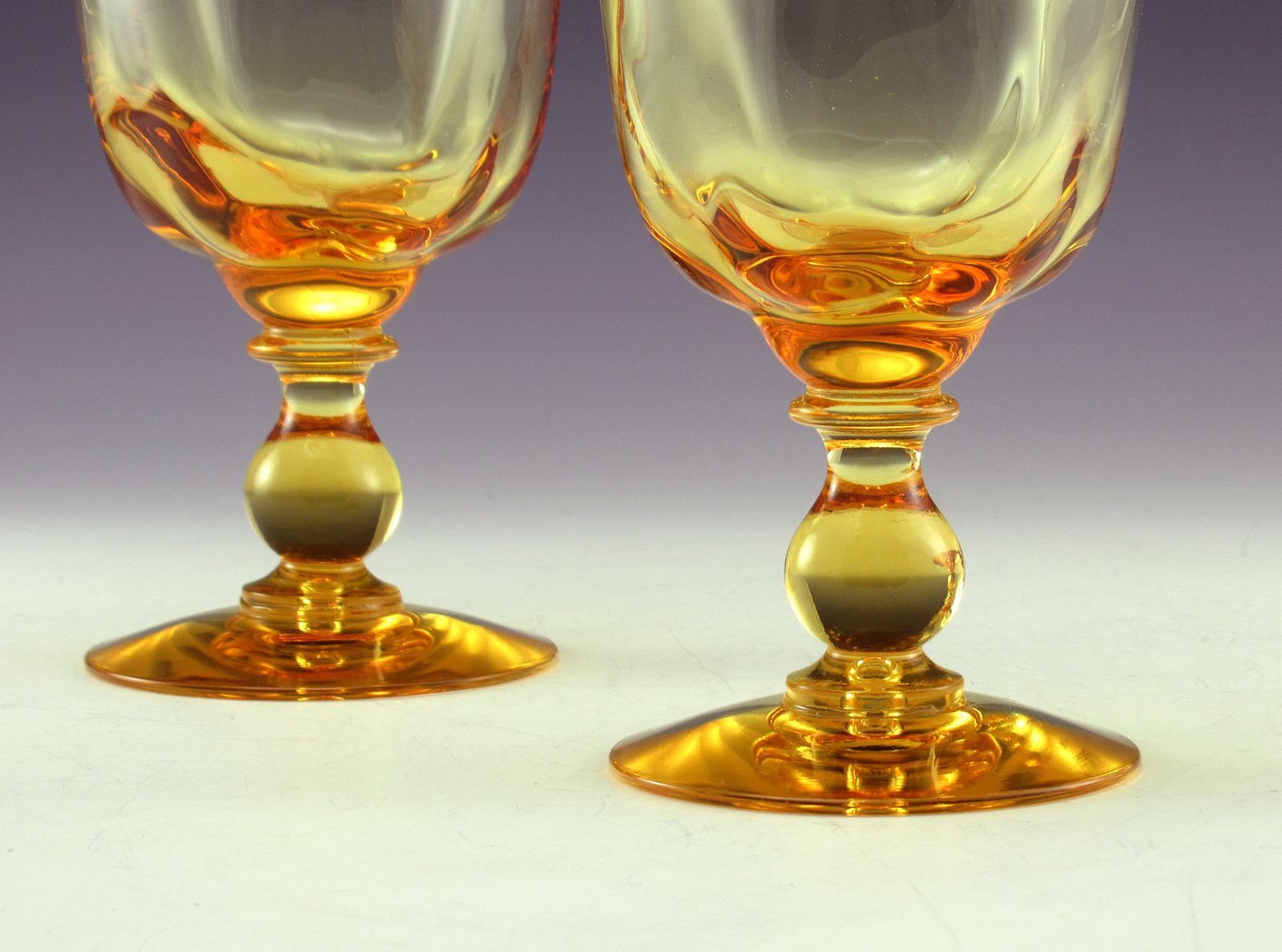 Two Tiffin Glass Golden Banana Wine Goblets - Image 5