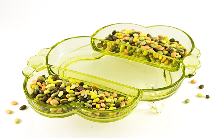 Mid-Century Modern Colored Crystal Serving Dish - Image 3