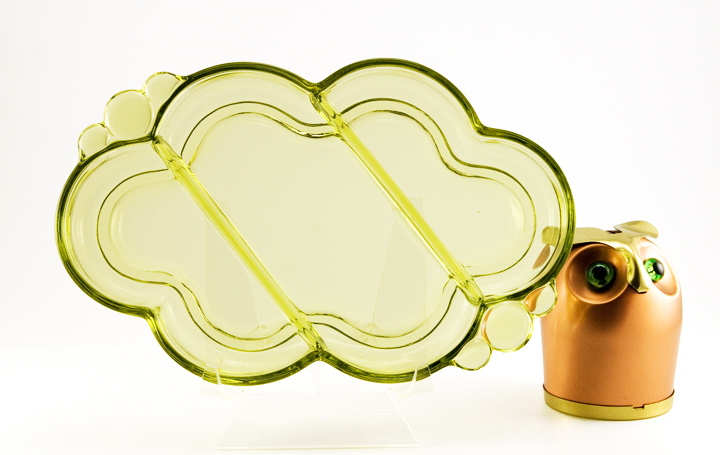 Mid-Century Modern Colored Crystal Serving Dish - Image 2