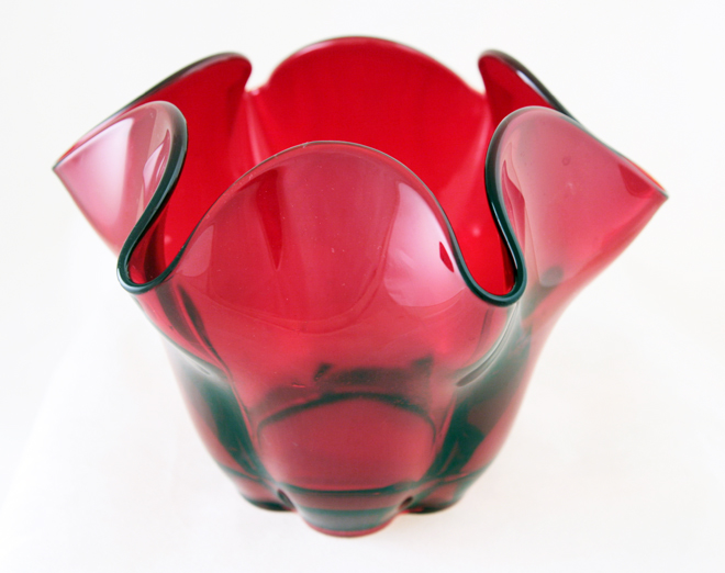 Ruby Glass Canterbury Flower Vase by Duncan Miller