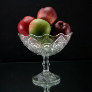 Bullseye Fan Antique Glass Footed Bowl
