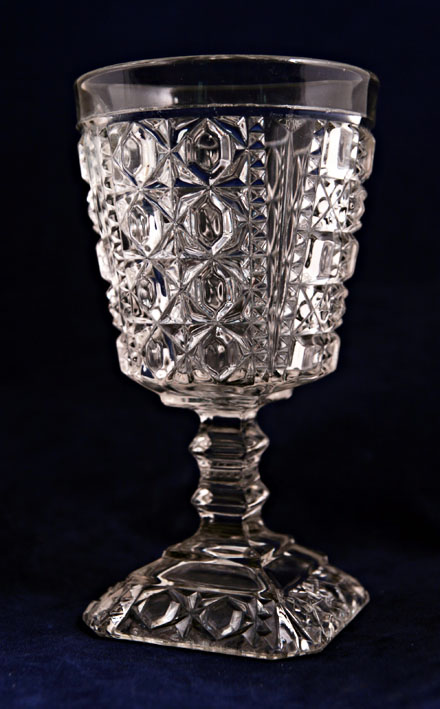 EAPG Goblet Valencia Waffle Square Base