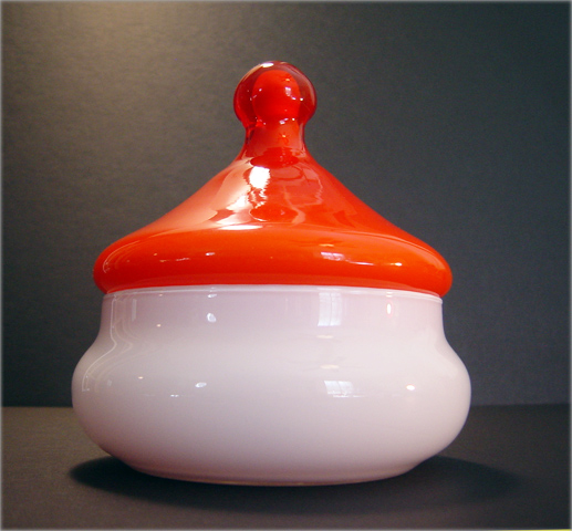 Eames Era Cased Art Glass Circus Tent Box