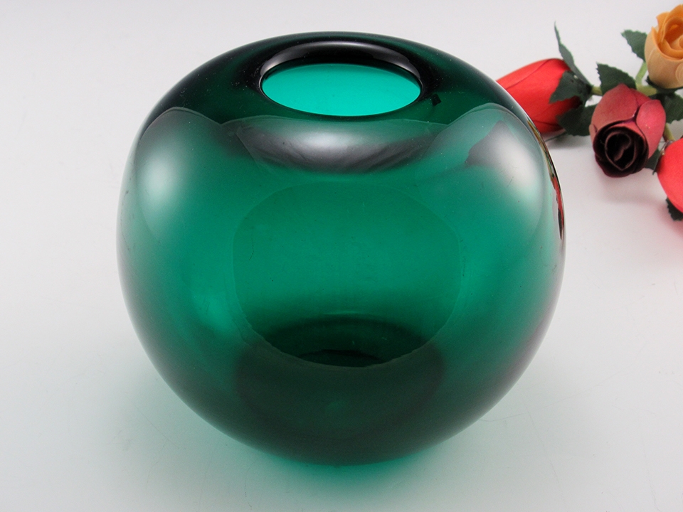 Early Blenko Glass Nile or Juniper Green Rose Bowl