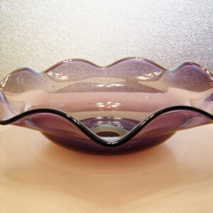 Early Blenko Grape Amethyst Bowl Acid Etch Signed