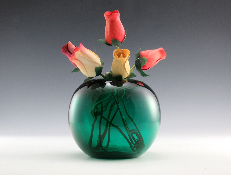 Early Blenko Glass Nile or Juniper Green Rose Bowl - Image 2