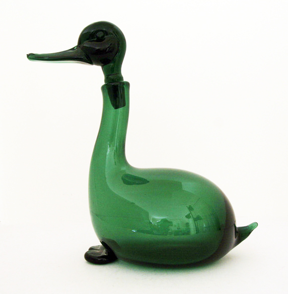Early Empoli Blown Glass Duck Decanter