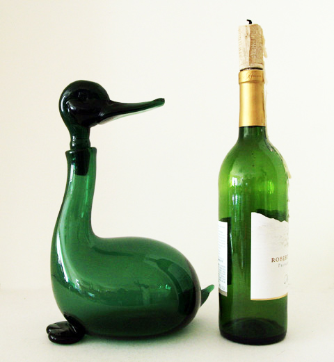 Early Empoli Blown Glass Duck Decanter - Image 3