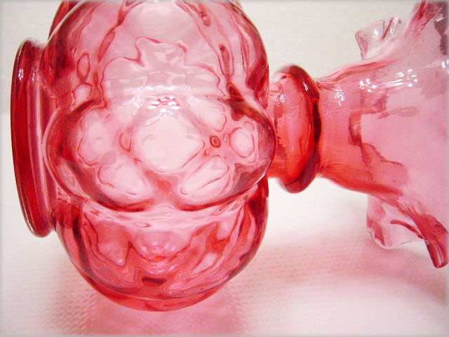 Early Fenton Art Glass Large Quilted Cranberry Vase - Image 2