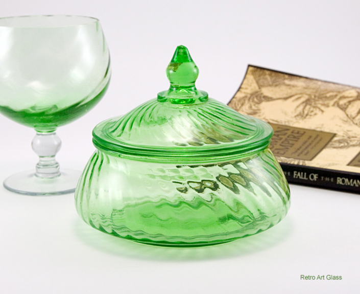Elegant Depression Glass Covered Jar by Imperial