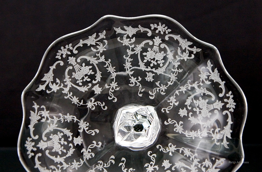 Elegant Glass Comport Navarre Etching - Image 4