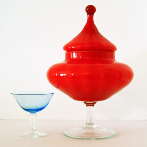 Empoli Art Glass HUGE Circus Tent Covered Jar