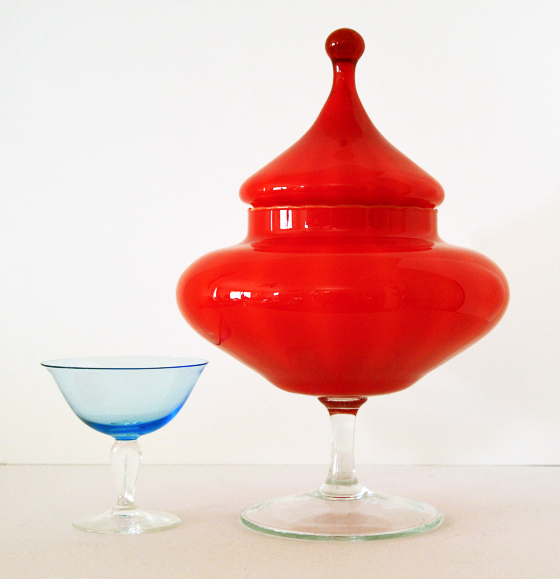 Empoli Art Glass HUGE Circus Tent Covered Jar