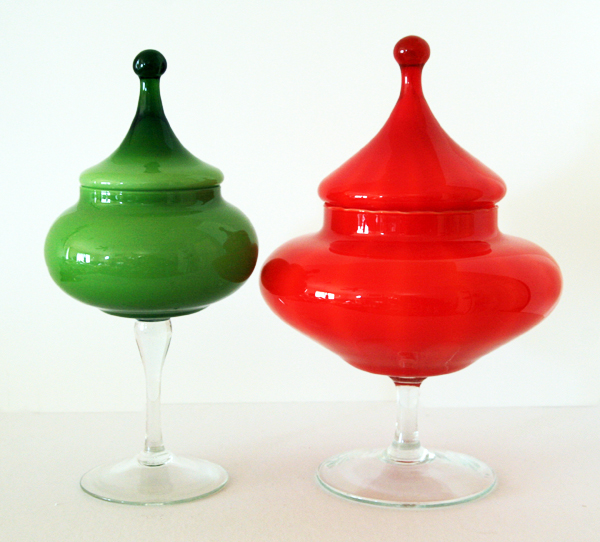 Empoli Art Glass HUGE Circus Tent Covered Jar - Image 3