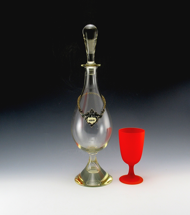 English Glass Decanter Art Deco with Vodka Necklace