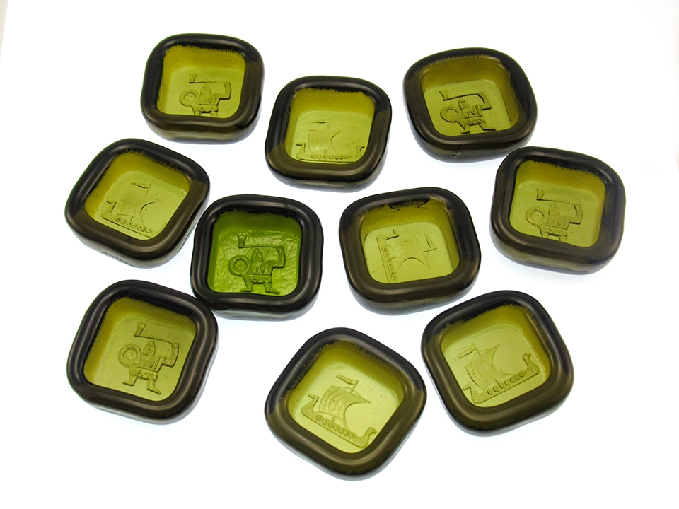 Erik Hoglund for Boda Set of 10 Viking Cast Glass Square Bowls