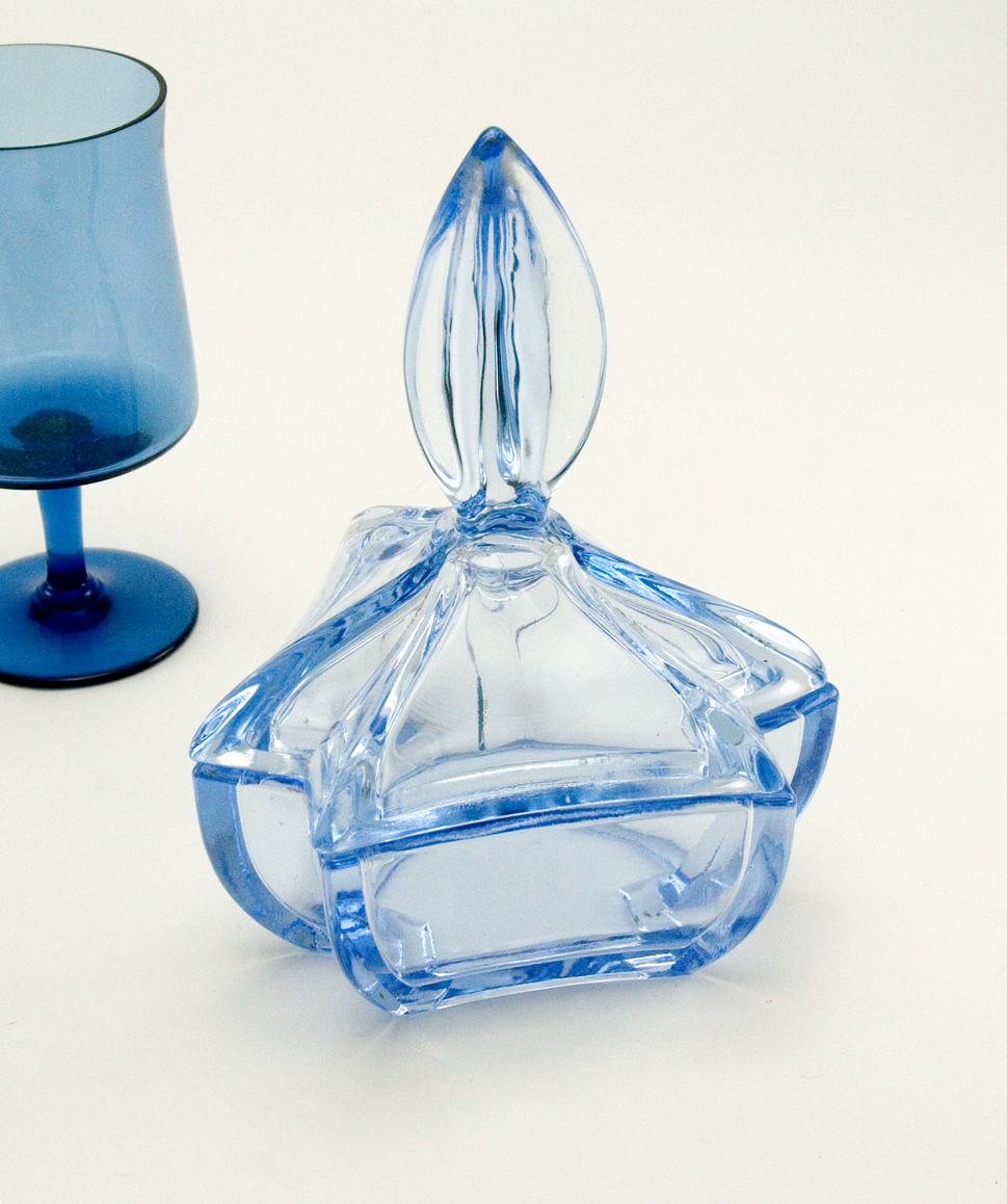 European Art Deco Depression Glass Vanity Jar