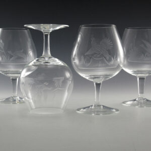 Rowland Ward Game Bird Crystal Oversize Brandy Snifter Set