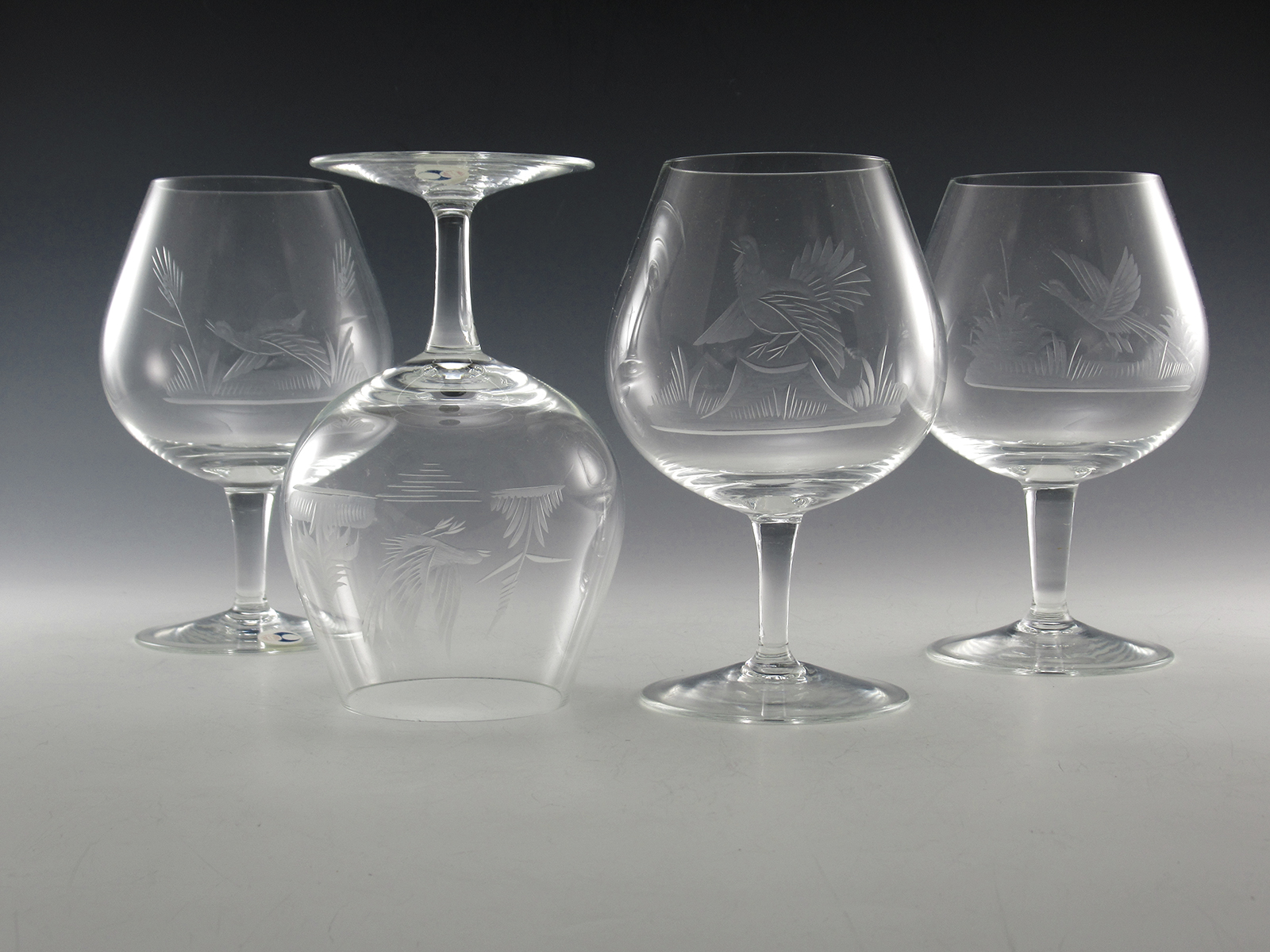 Rowland Ward Game Bird Crystal Oversize Brandy Snifter Set