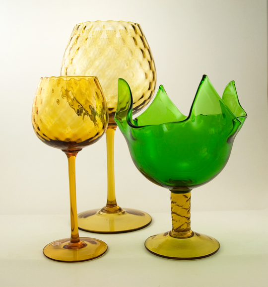 Extreme Balloon Vase in Amber Diamond Optic Glass - Image 2