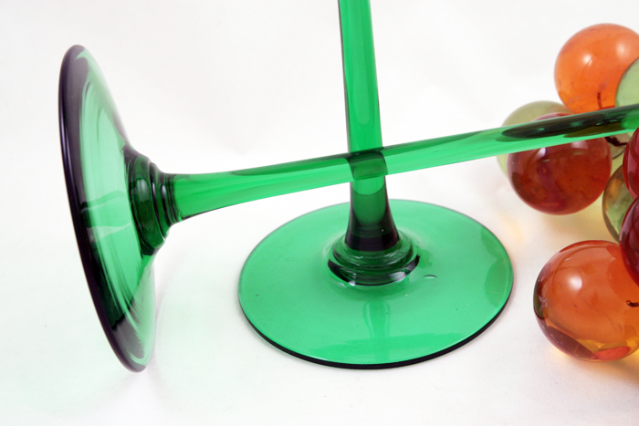 Extreme Tall Atomic Era Art Glass Hand-Blown Saucer Goblet Vase Set - Image 3