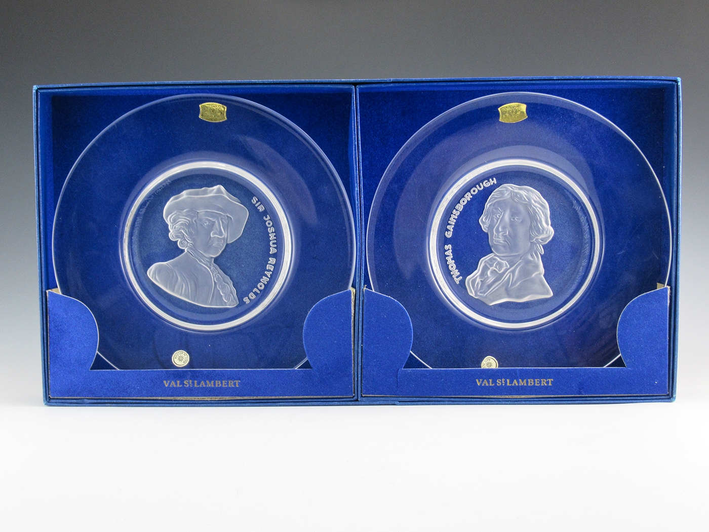 Old Masters Gift Set Deep Carved Portrait Plates by Val Saint Lambert