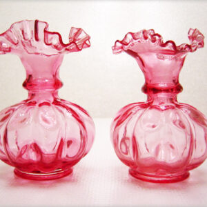 Pink Vase Set by Fenton Art Glass